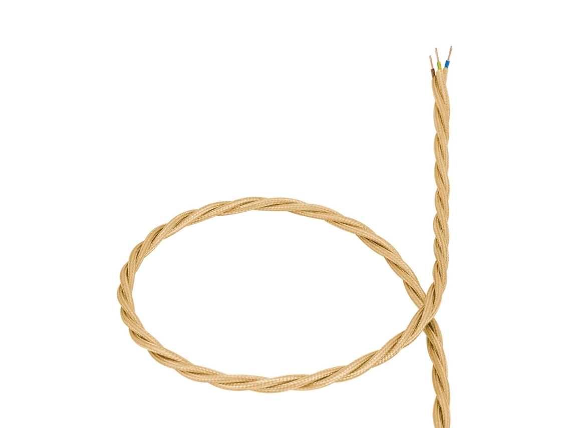 Cable Textil Eléctrico Trenzado Dorado