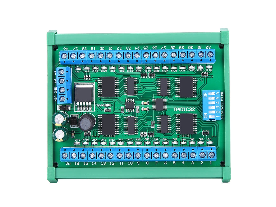 Módulo De Control Rs485 De 32 Canales, Componente Electrónico Ignífugo, Carcasa Para Riel Din.