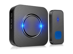 Timbre Inalámbrico, 55 Melodías, 5 Niveles De Volumen, Impermeable Ip55, 300m, Led, Receptor Connectable - Negro