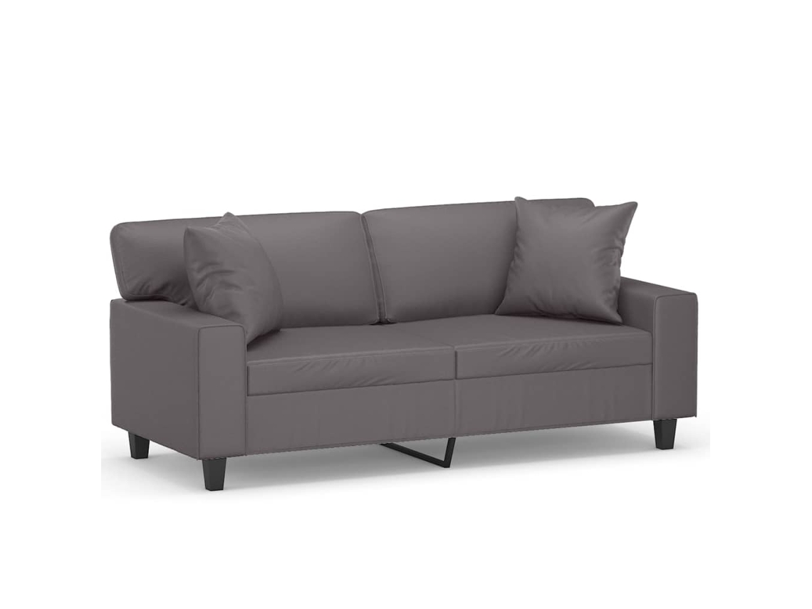 Maison Exclusive - Sofá De 2 Plazas Con Cojines Cuero Sintético Gris 140 Cm