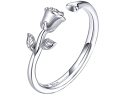 Anillo Abierto De Plata De Ley 925 Para Mujer Con Motivo De Rosa: Una Joya Versátil Y Delicada Para El Dedo.