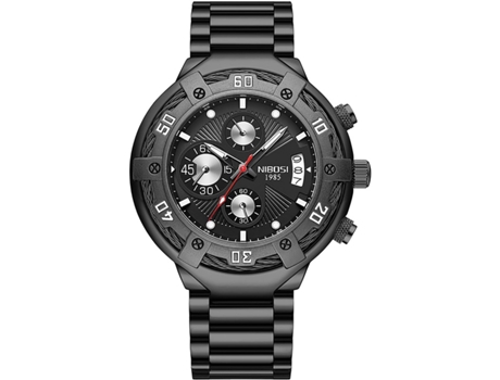 VEANXIN Relojes de pulsera de acero inoxidable resistentes al agua para hombre-Negro