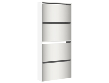 Mueble zapatero con espejo 4 niveles blanco brillo VIDAXL (63 x 17 x 134 cm)
