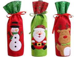 Carta de vinos navideña, bolsa de regalo para botellas de vino, bolsa con cordón para tapón de botella. Hengjian