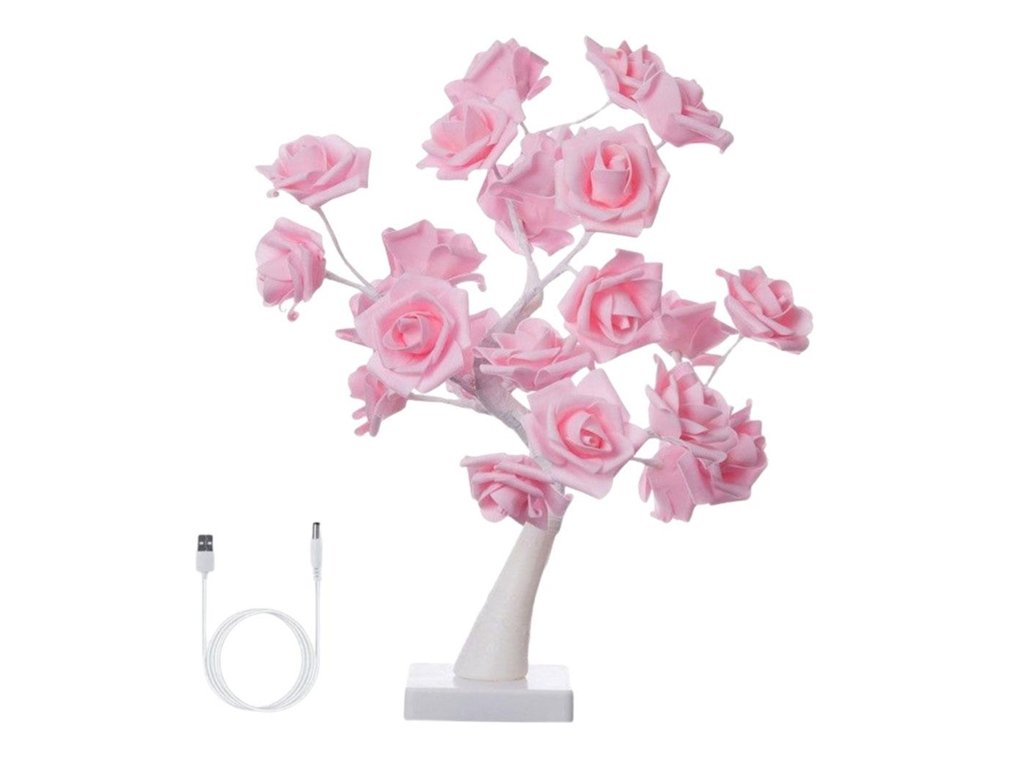 Lámpara de mesa LED con luz de árbol y rosa