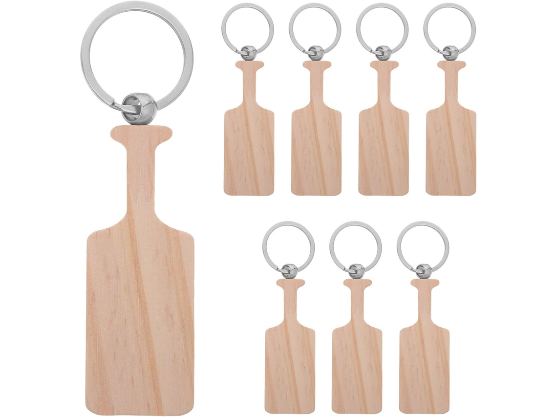 8 Piezas, Tú, 8 Piezas De Llaveros En Blanco: Llaveros De Madera En Blanco Con Paleta - Diy Non-c