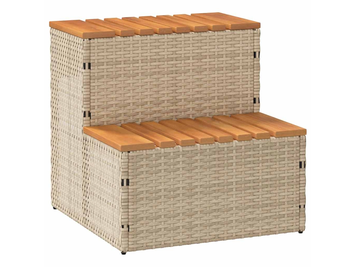 vidaXL Escalón bañera hidromasaje beige 50x50x50,5 cm ratán sintético