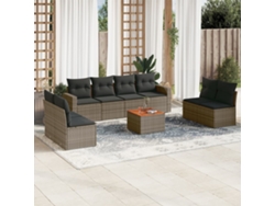 Conjunto de sofá de jardín de 9 piezas con cojines de mimbre gris de DKD Home Decor