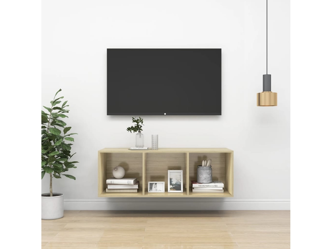 Pack de Muebles de Armario Tv 37X37X107 Cm Contrachapado Roble Sonoma