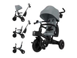 Triciclo de paseo Kinderkraft AVEO 2 PLUS con asiento 360°, capota impermeable UPF50+, Air Flow y reclinable gris