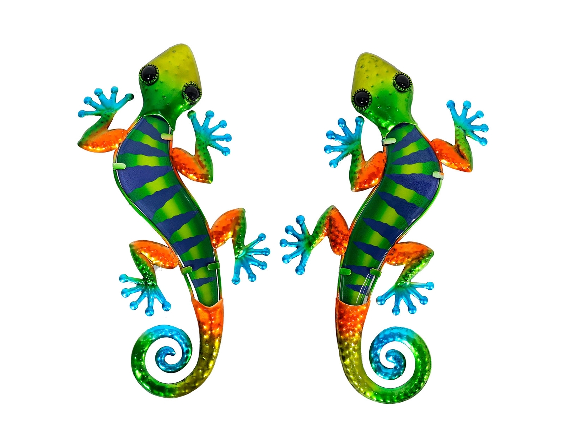 Signes Grimalt BY SIGRIS - Adorno Lagarto Pack 2 Unidades Adorno Pared Jardin Verde - 1x14x30 cm