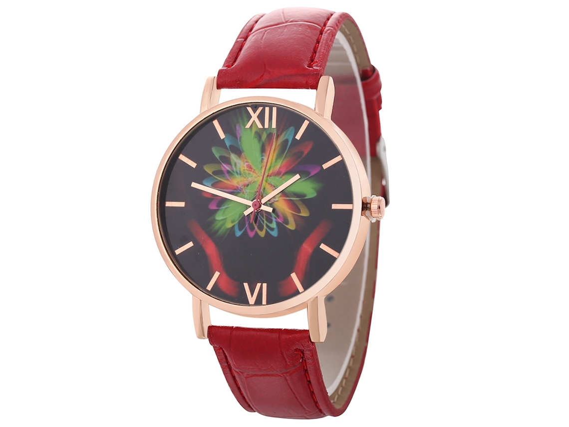 Reloj De Pulsera Informal Para Estudiantes Con Correa De Cuero Sencilla Y Movimiento De Cuarzo Moderno Para Hombres Y Mujeres (rojo)