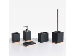 Juego de artículos de baño estilo minimalista Beliani de poliresina tapizada en negro
