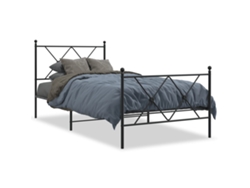 Maison Exclusive - Estructura Cama Sin Colchón Con Estribo Metal Negro 90x200 Cm