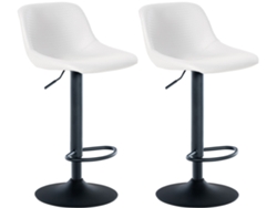 Juego de 2 taburetes giratorios de 360° en PVC blanco con patas de trompeta de metal negro 10_0006690