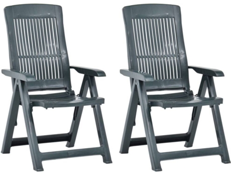 Conjunto 2 Silla de exterior VIDAXL Verde Plástico (60x61x109 cm)