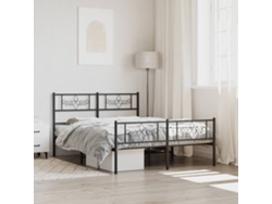 Estructura Cama Sin Colchón Con Estribo Metal Negro 140x200 Cm