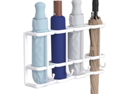 Paragüero de pared, organizador de paraguas, soporte de pared con 4 compartimentos, Gokoco.