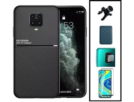 Kit Funda Magnetic Lux, Magnetic Wallet Azul, 5D Full Cover, Protector de Cámara Trasera y Soporte Magnético de Coche Reforzado Xiaomi Redmi Note 1...