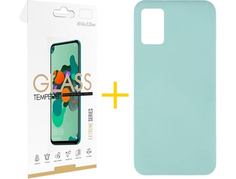 Funda y Protector de Vidrio 1x Samsung Galaxy A31 SKYHE Silicona Líquida Verde Agua