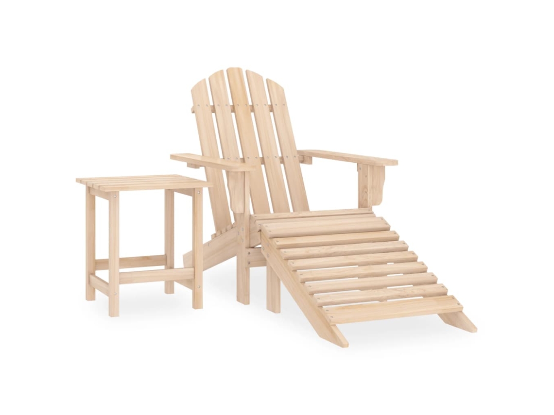 Cadeira De Jardim Adirondack C/ Otomano E Mesa Abeto Maciço Dkd Home Decor