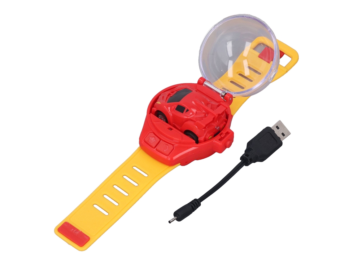 Coche teledirigido con reloj USB, color rojo.