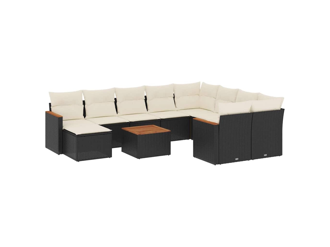 Maison Exclusive - Set De Sofás De Jardín 11 Pzas Y Cojines Ratán Sintético Negro
