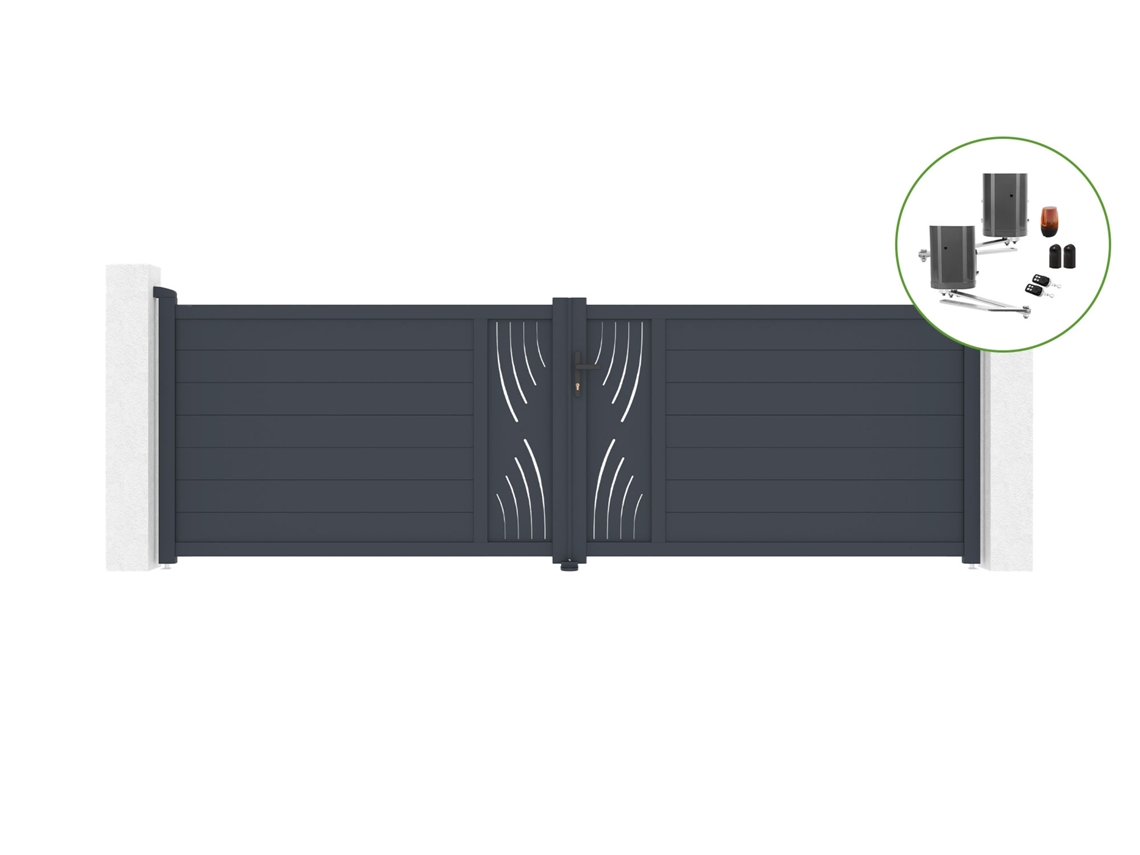 Portón abatible 4m VELETA H.120cm aluminio motorización BUNKER B500 CASANOOV