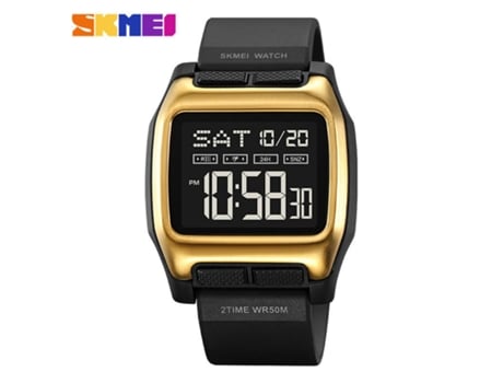 Reloj digital cuadrado para hombre con números y esfera grande, relojes LED impermeables, oro negro LUUCOZK