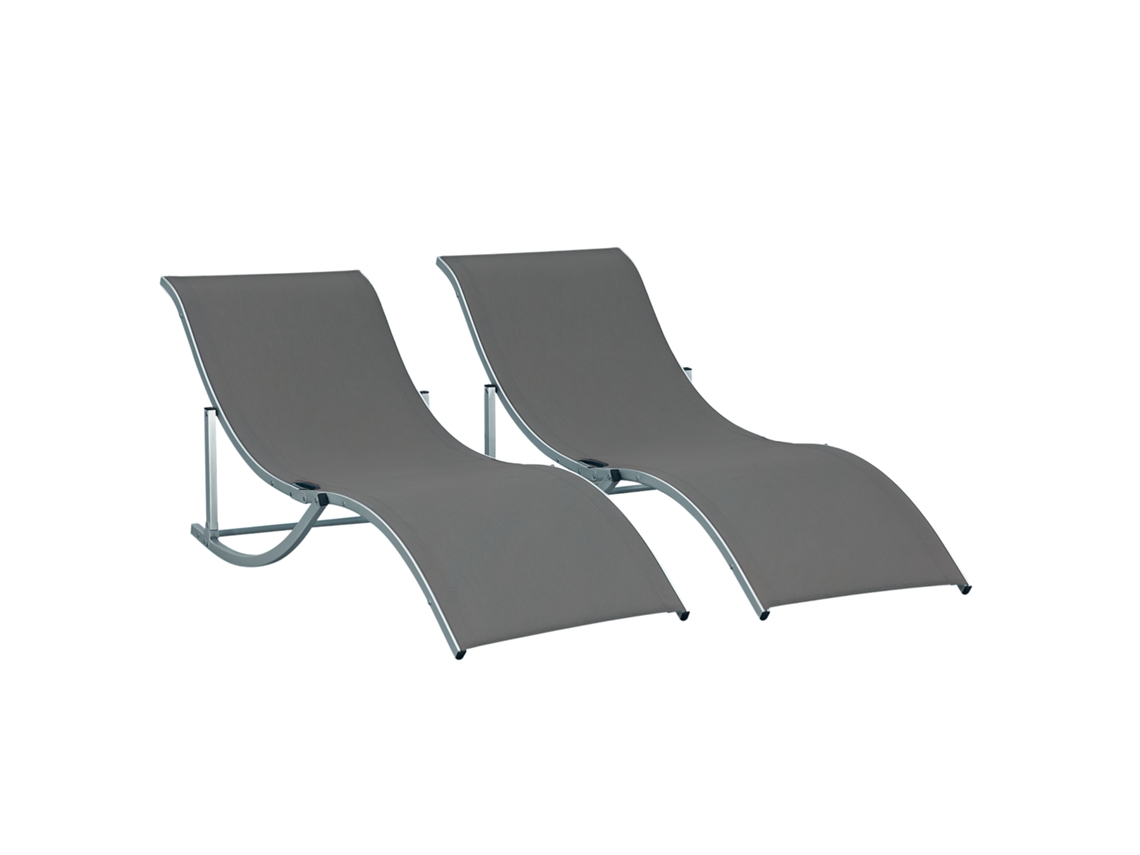 Tumbonas De Aluminio, Capacidad De 120 Kg, Para Piscina/terraza, 165x61x63 Cm, Gris Oscuro.