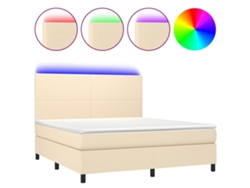VIDAXL Colchón con somier/LED (Beige - Tela - 160 x 200 cm)