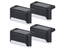 4 Luces Solares De Pared Negras, Luz Blanca Cálida, Ip65 Para Caminos De Jardín.