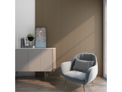 Set de 8x paneles de pared Vang acústico en MDF y fieltro 120 x 60 x 2 cm (5,76 m²) Nogal claro NEU.HOLZ