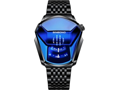 VEANXIN Reloj para correr para hombre Estilo fresco Acero inoxidable Resistente al agua-azul negro
