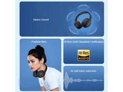 Auriculares portátiles Lenovo EB325 con Bluetooth 5.4, audio de alta resolución, diafragma compuesto de 40 mm, sonido envolvente 360°, llamadas con IA y carga inalámbrica.