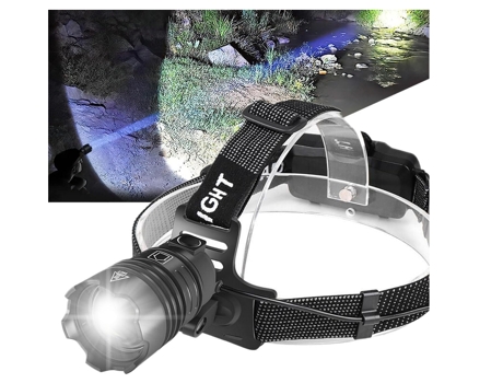 Linterna frontal recargable Linterna frontal LED 3 modos de zoom Linterna frontal recargable para caminar Camping TURMIN
