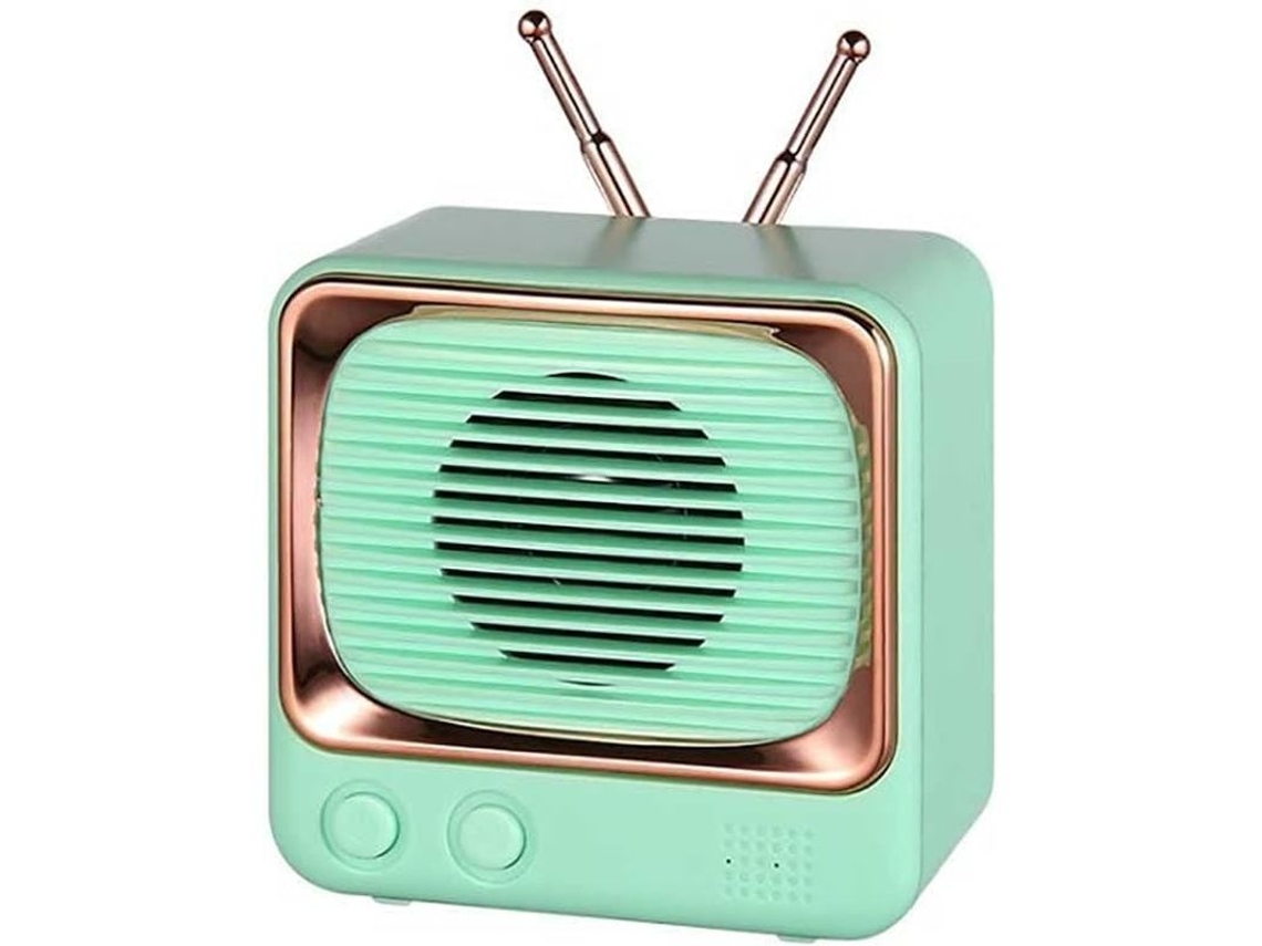Altavoz Bluetooth Portátil De Color Verde Retro Con Radio Fm Y Ranura Para Tarjeta Tf, Batería De 900 Mah.