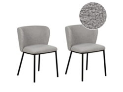 Conjunto de 2 cadeiras de refeição sem braços BELIANI Mina de Bouclé Cinzento 45x52x75
