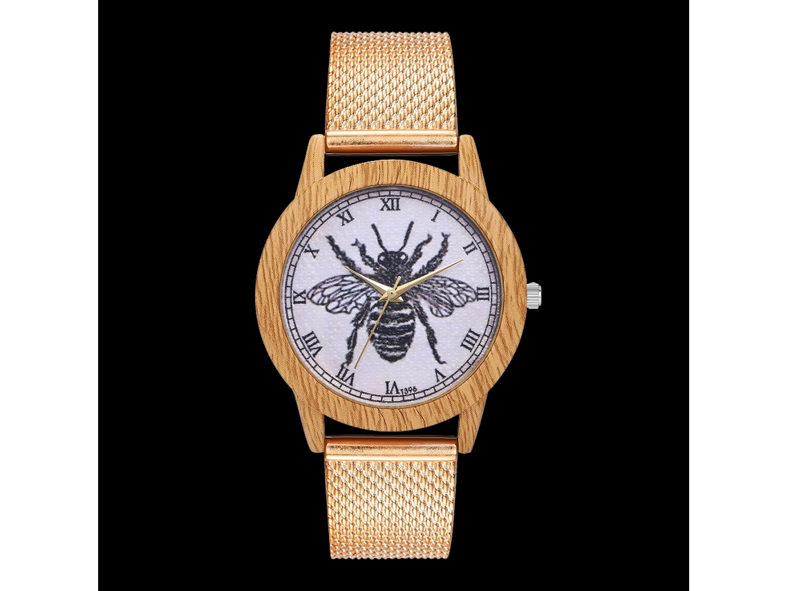 Reloj De Muñeca Unisex De Moda Duradero De Cuarzo Oro Rosa Para Ocio