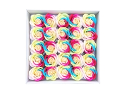 25 Jabones de Rosas Multicolores, Caja Regalo, Cumpleaños, Boda MEOIRUERY