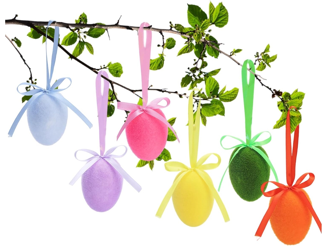 Colgantes de Pascua, 6 piezas, adorno festivo de primavera para árbol, forma de ventana, sala de estar, comedor, chimenea, fiesta familiar GOKOCO