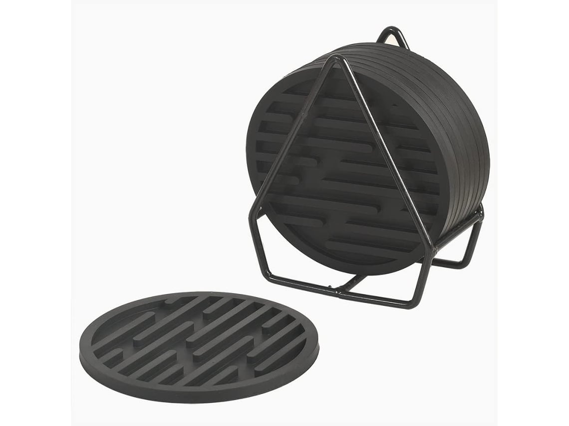 9 Bases De Silicona Antideslizantes Y Ranuradas Con Soporte Metálico Para Proteger La Mesa.