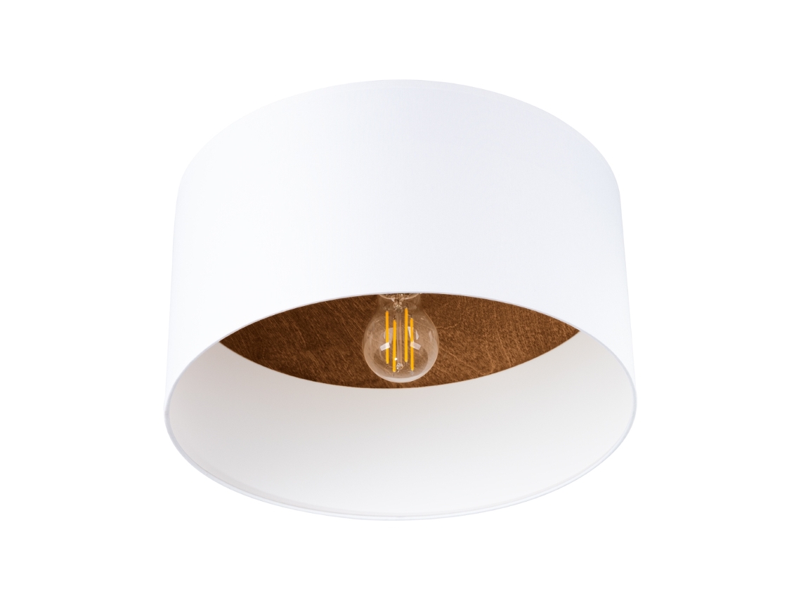 Lámparas de techo Telesto de tela/madera/acero blanco/marrón oscuro 20x35x35cm SOLLUX LIGHTING