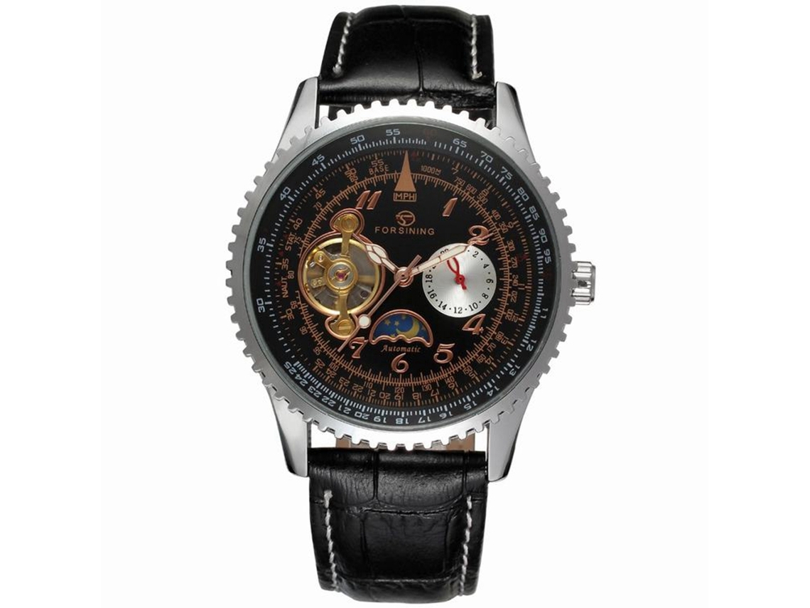 Reloj De Pulsera Mecánico Automático Multifuncional Para Hombre Forsining, Negro