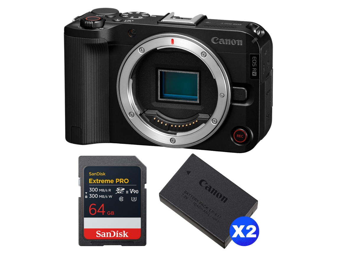Canon Eos R50 V + 1 Sandisk 64gb Extreme Pro Uhs-ii Sdxc + 2 Canon Lp-e17 + Ebook “20 Consejos Para Fotos Que Impactan”