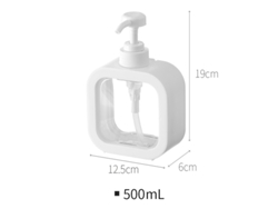 Dispensador De Jabón Líquido 500 Ml, 19x12,5x6 Cm, Blanco, Bomba Negra Transparente, Para Casa Y Despacho