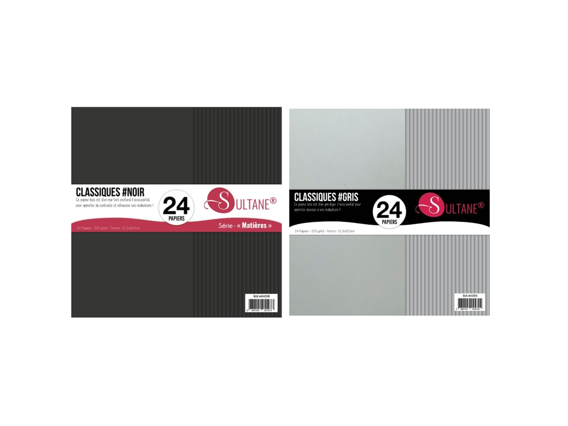 48 papeles de scrapbook Gris + Negro - 300g/m2