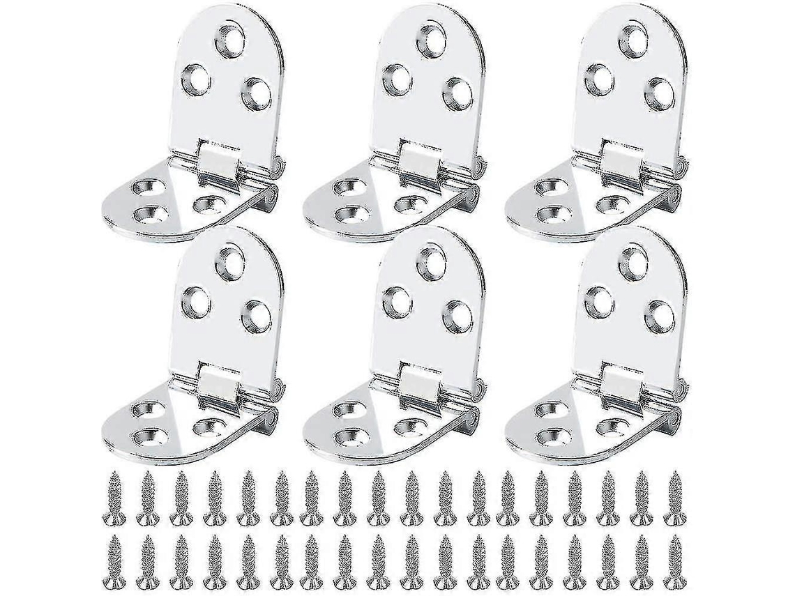 6 Bisagras Plegables De Mesa De Metal Zinc, Para Máquinas De Coser Y Muebles, Plata Con Tornillos, Instalación Fácil, Resistente 50000 Usos