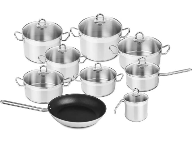 Batería de Cocina SILAMPOS Nautilus Glass 9 piezas