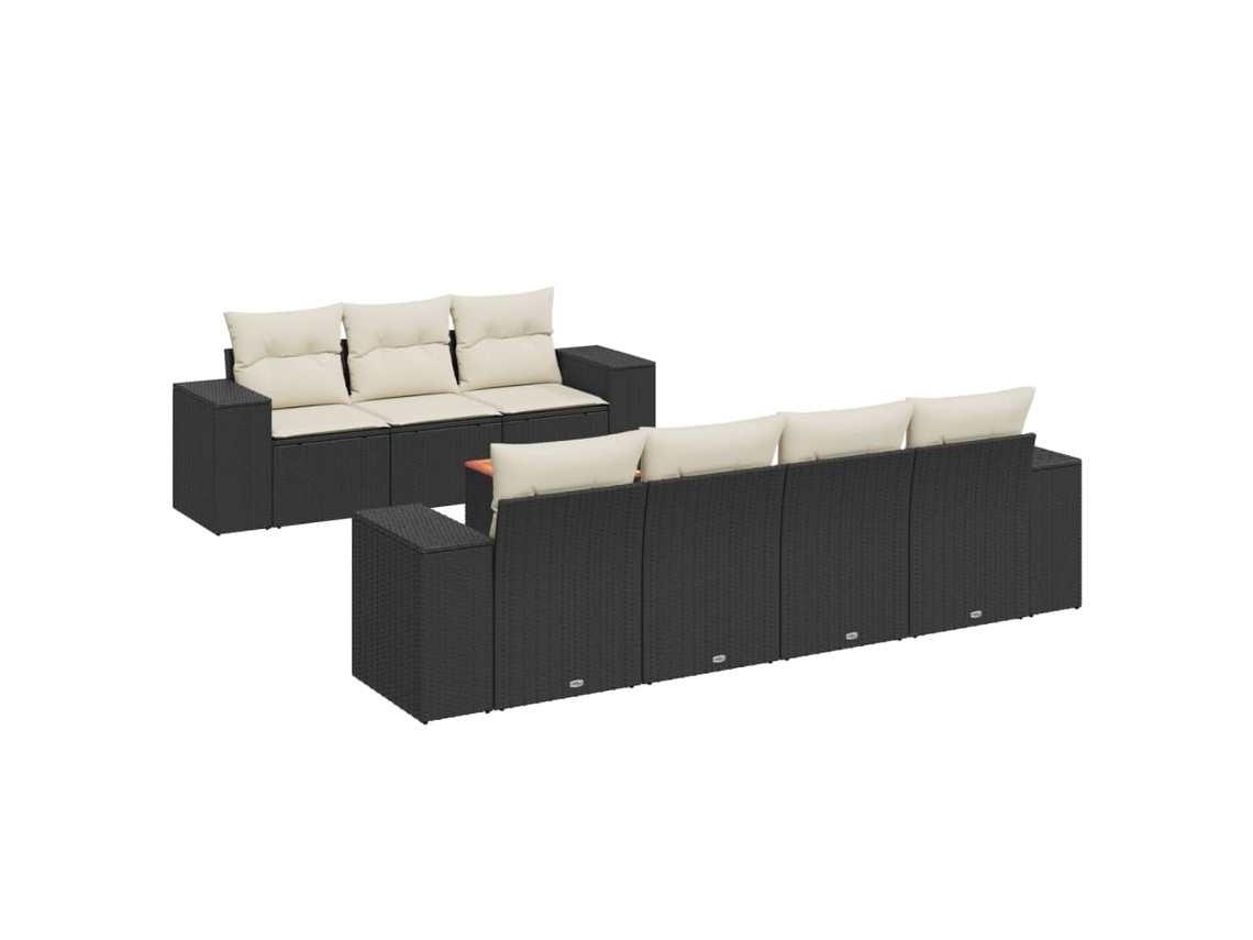 Maison Exclusive - Set De Sofás De Jardín 8 Piezas Y Cojines Ratán Sintético Negro
